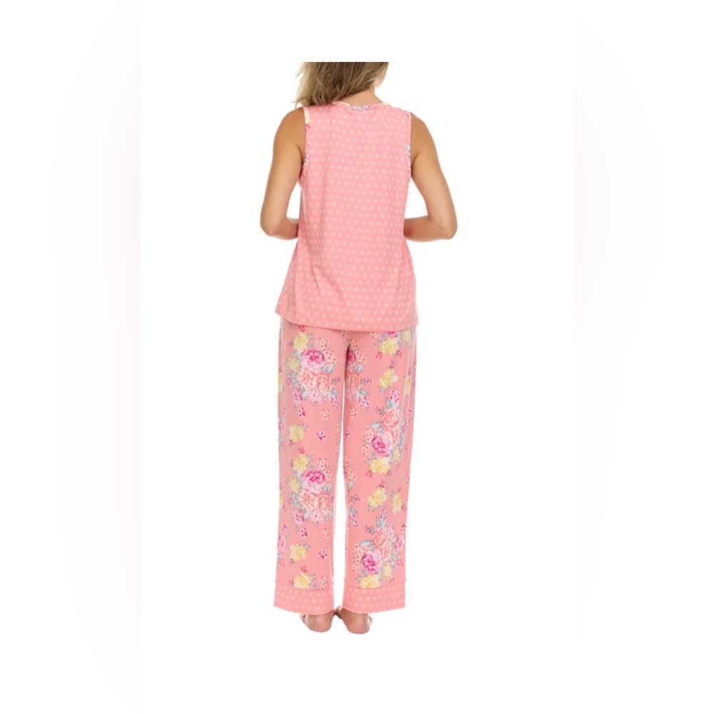 Flora Nikrooz Coral Floral 3 piece Pajama Lounge Set - Picture 8 of 13